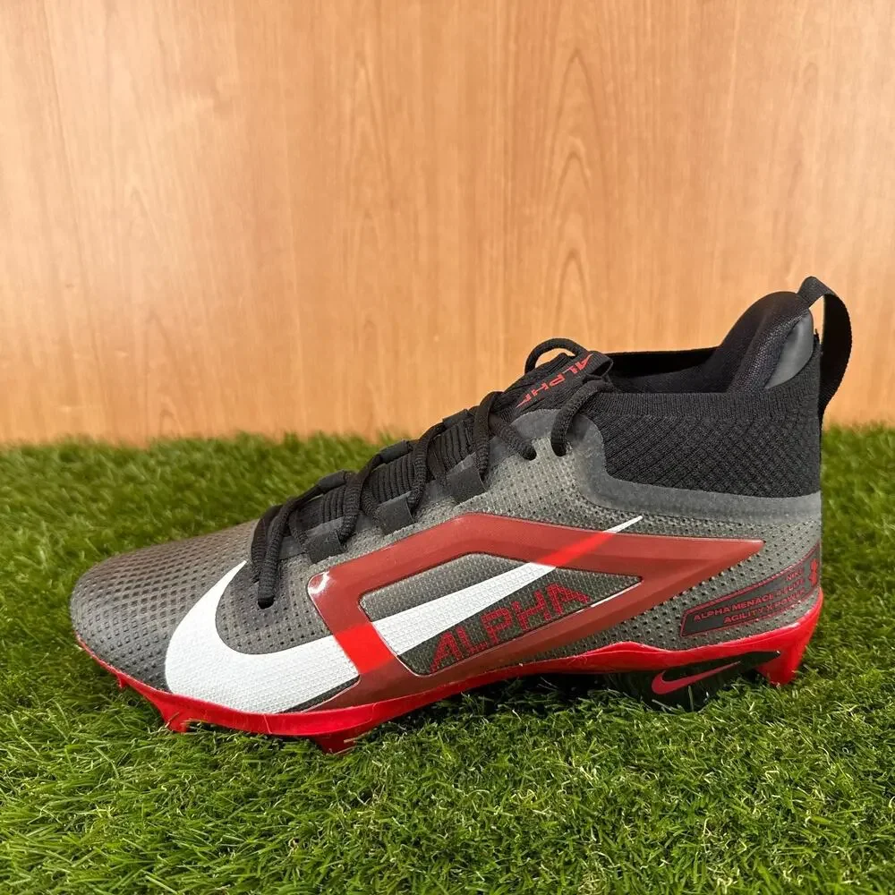 Nike Alpha Menace Elite 4 Black Red Football Cleats IB2501-005 Men's Size 11